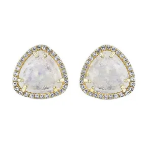 14K GOLD DIAMOND LIZZIE MOONSTONE STUDS