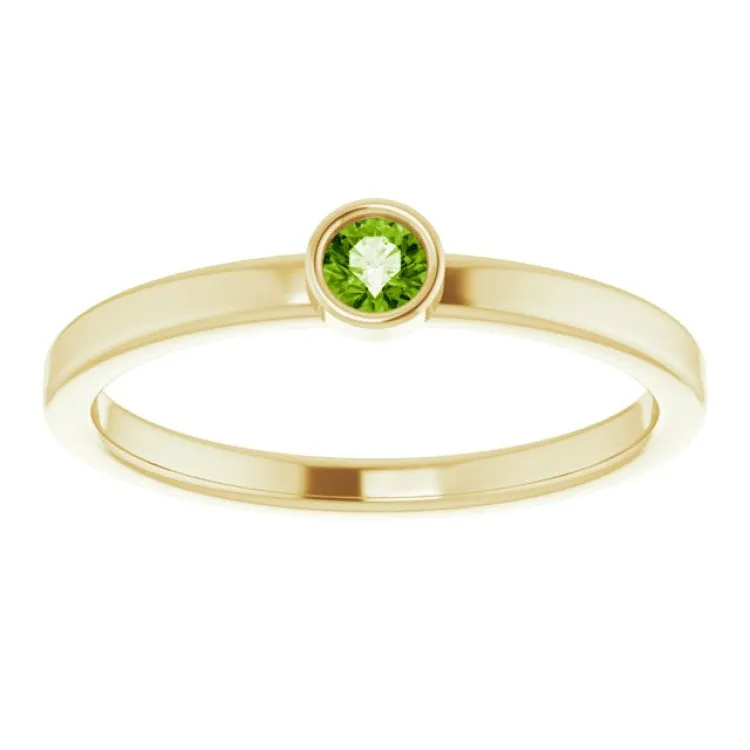 14K Yellow 3 mm Natural Peridot Ring