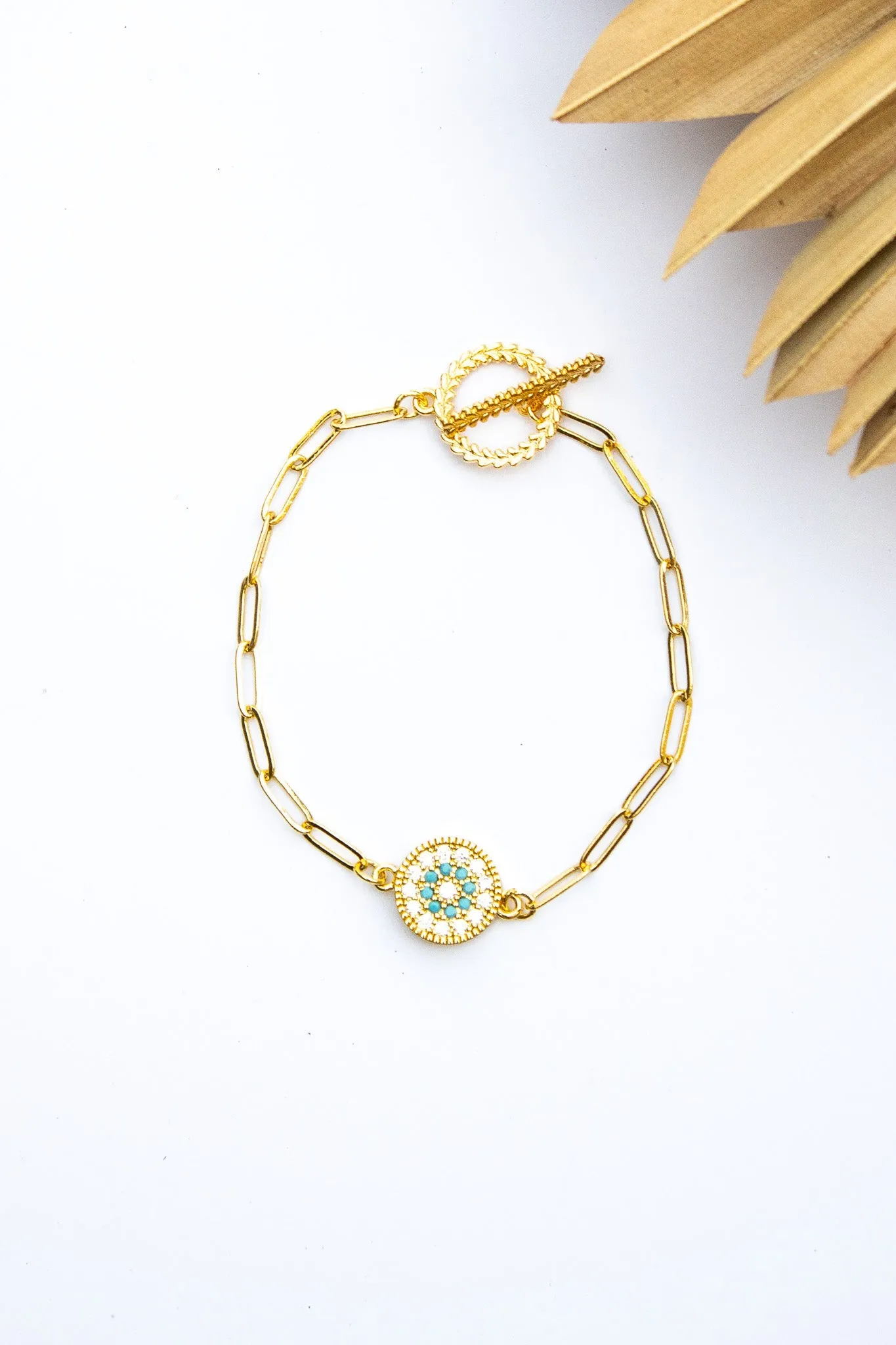 18K Link Floral Gemstone Bracelet