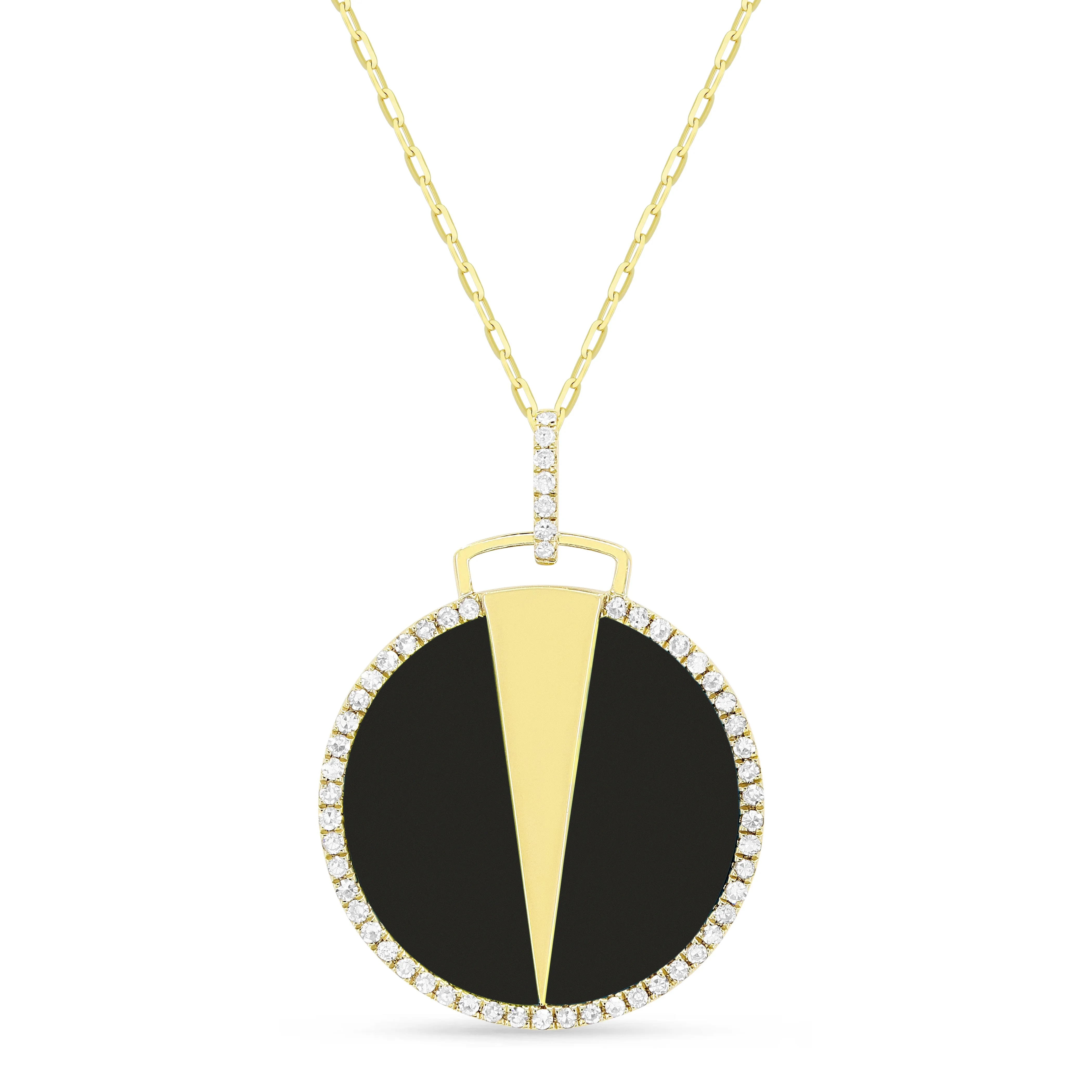 1.93Ct Black Onyx 18"necklacein 14K Yellow Gold