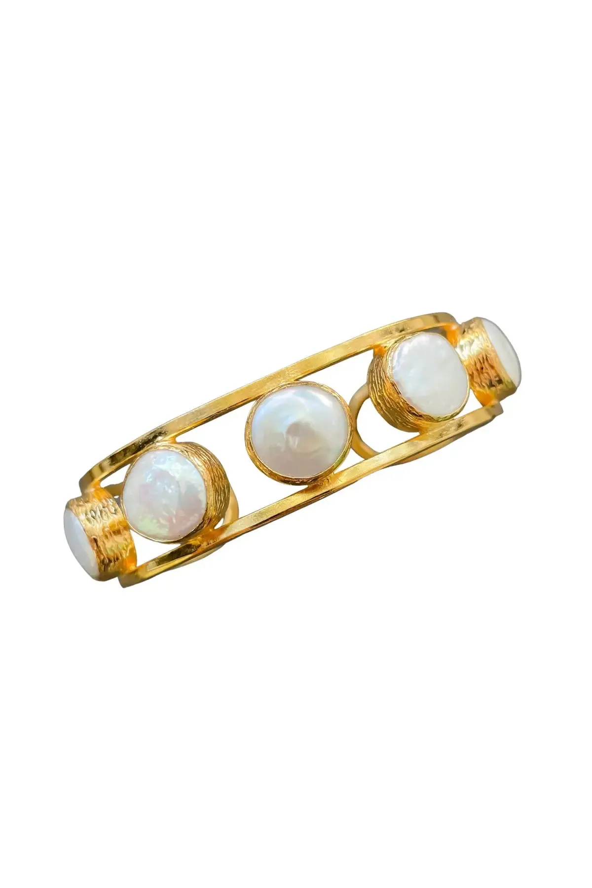 5 Stone Bezel Cuff Bracelet