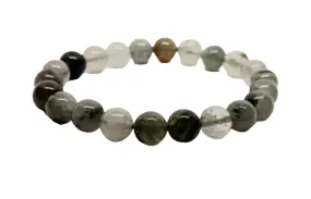 8MM Green Tourmaline in Quartz Crystal Bracelet