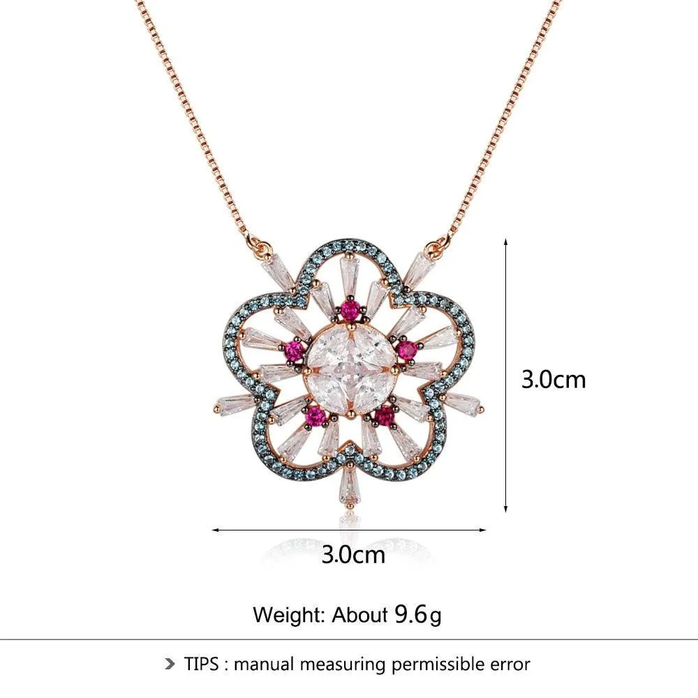 925 Sterling Silver Plum Blossom Pendant Necklaces