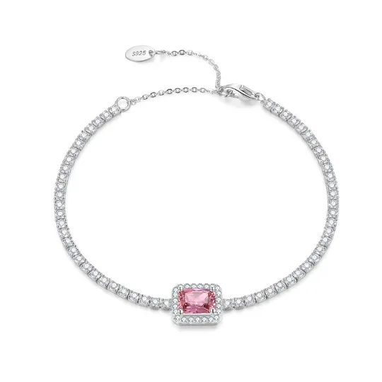 925 Sterling Silver Square Charm Tennis bracelet