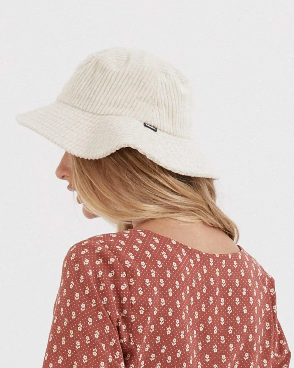 Afends Unisex Cara - Corduroy Bucket Hat - Macadamia