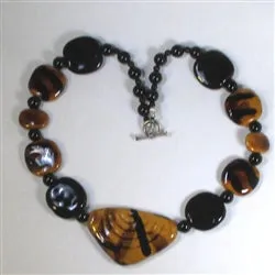 African Sunset Tan and Black Fair Trade Kazuri Triangle Necklace