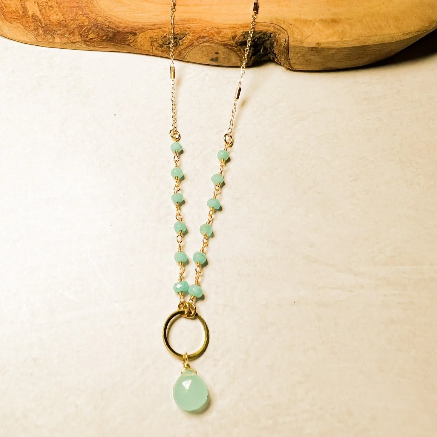 Agatha : Circle Gemstone Necklace, Gold Plated 3 Gem Options