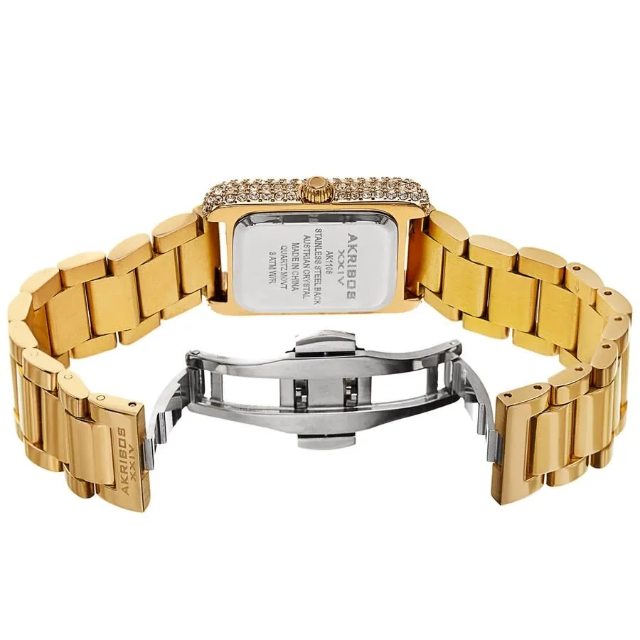 Akribos Xxiv Quartz White Dial Yellow Gold-tone Ladies Watch AK1108YG