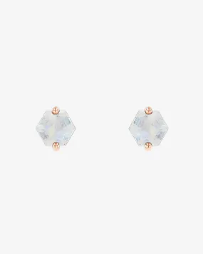 Amalfi Hexagon Rainbow Moonstone Studs