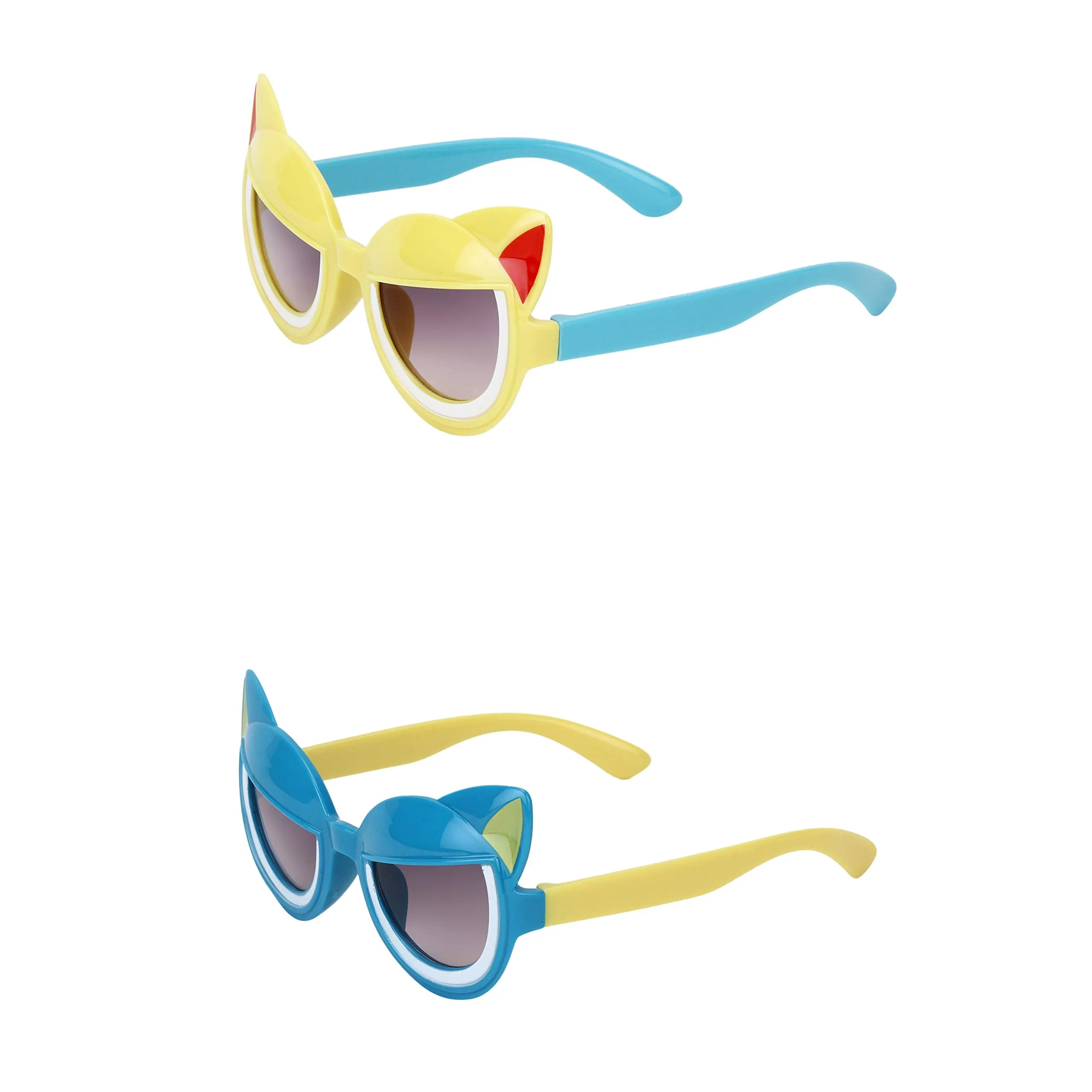 Amour UV Protected Cat Eye shaped Combo for Kids (4 to 8 Years) Sunglasses - Pack of 2 Yellow::Blue