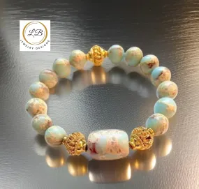 Aquaterra Impression Jasper Gold Bali Beaded Bracelet