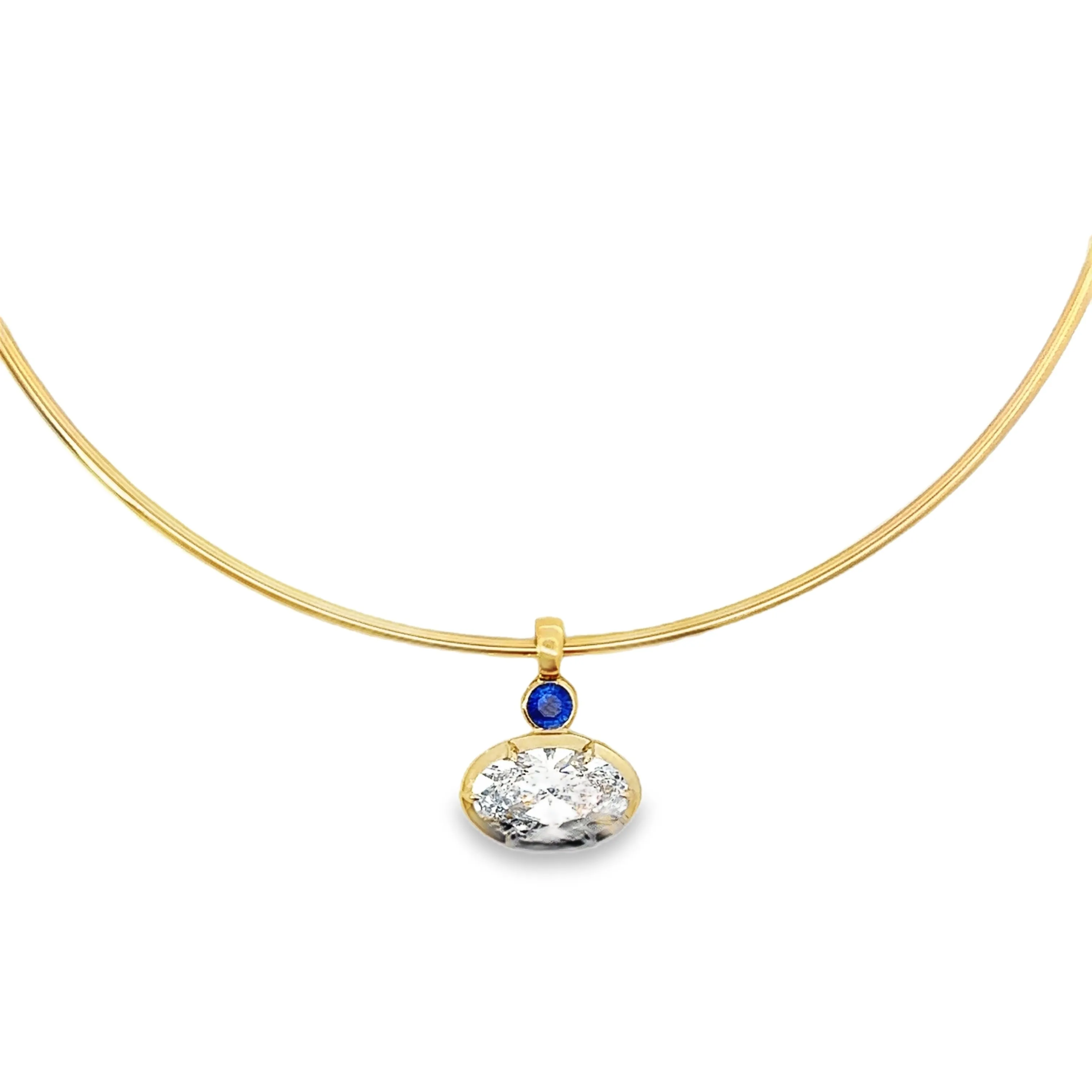 Aspery and Guldag Oval Lab Grown Diamond Charm Choker Necklace