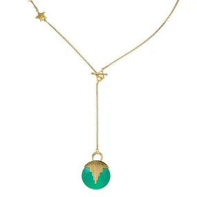 AURORA PENDULUM NECKLACE GREEN ONYX - GOLD