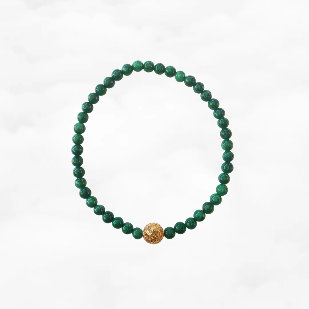 Auspicious Beaded Jadeite Bracelet Gold 4mm