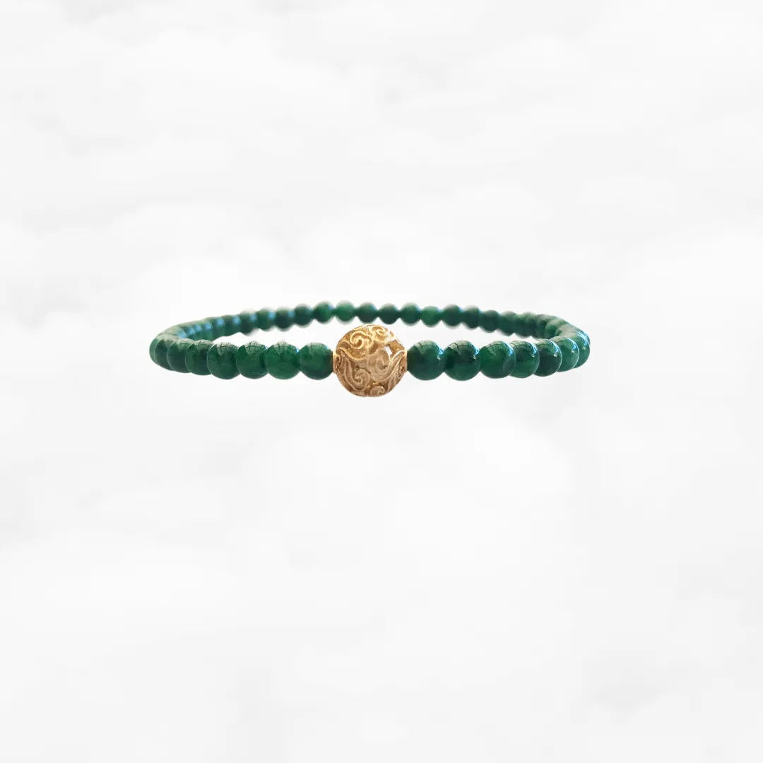 Auspicious Beaded Jadeite Bracelet Gold 4mm