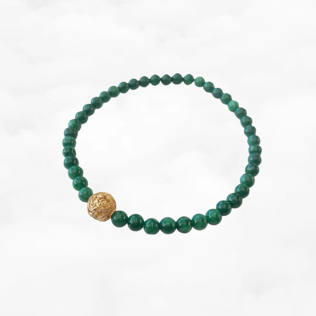 Auspicious Beaded Jadeite Bracelet Gold 4mm