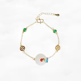 Auspicious Clouds White Jade Chain Bracelet