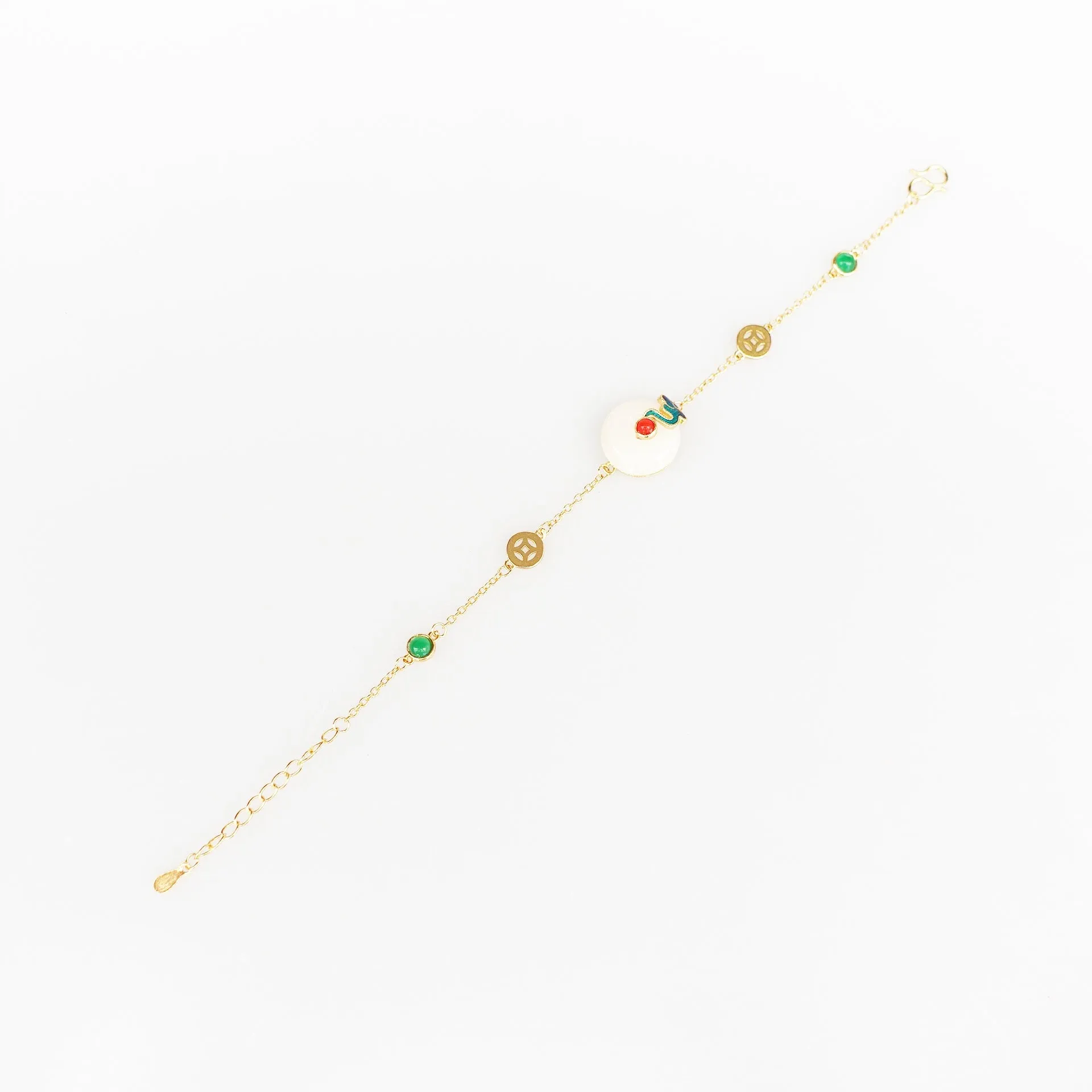 Auspicious Clouds White Jade Chain Bracelet