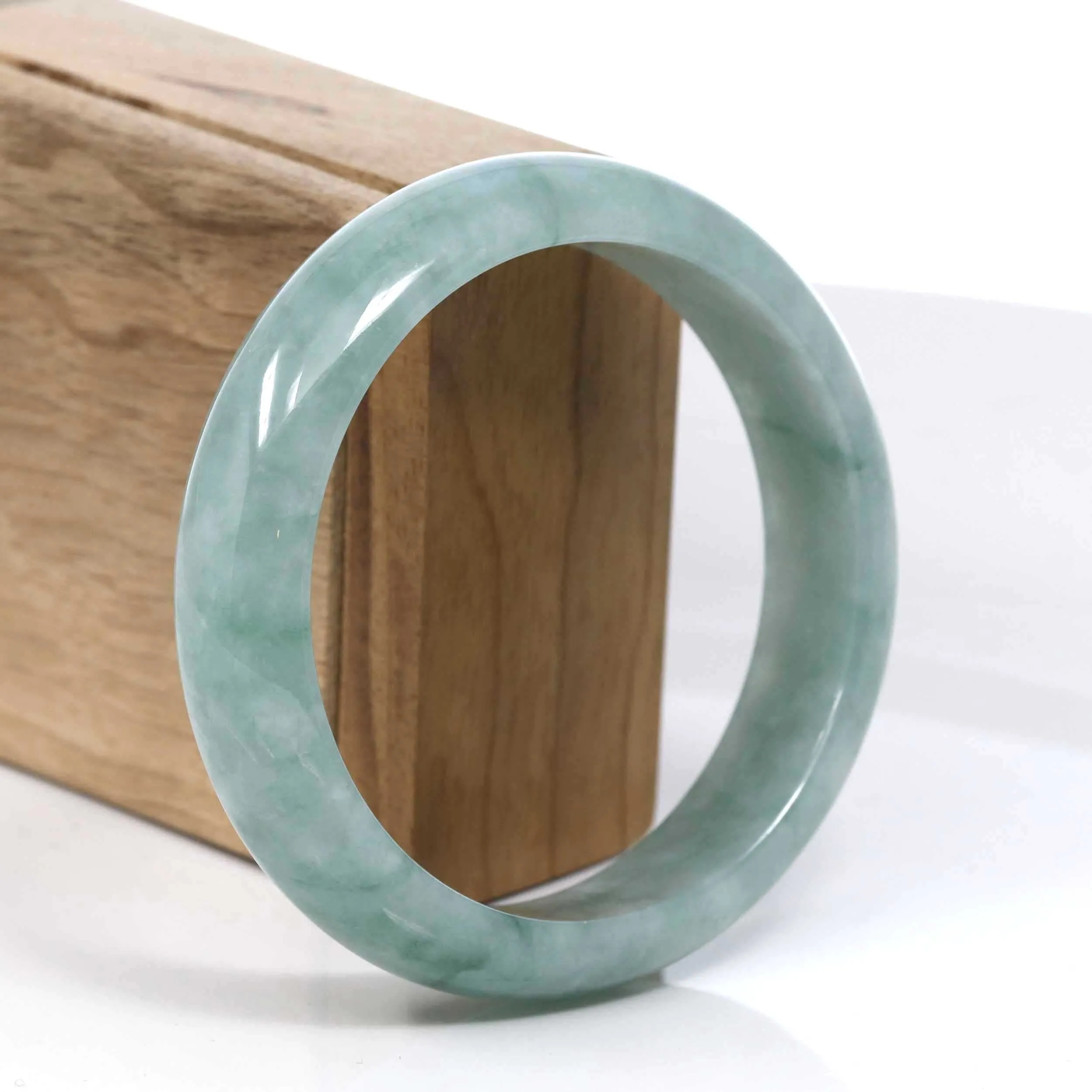 Baikalla Blue-Green Classic Real Jadeite Jade Bangle Bracelet (60.47mm) #393