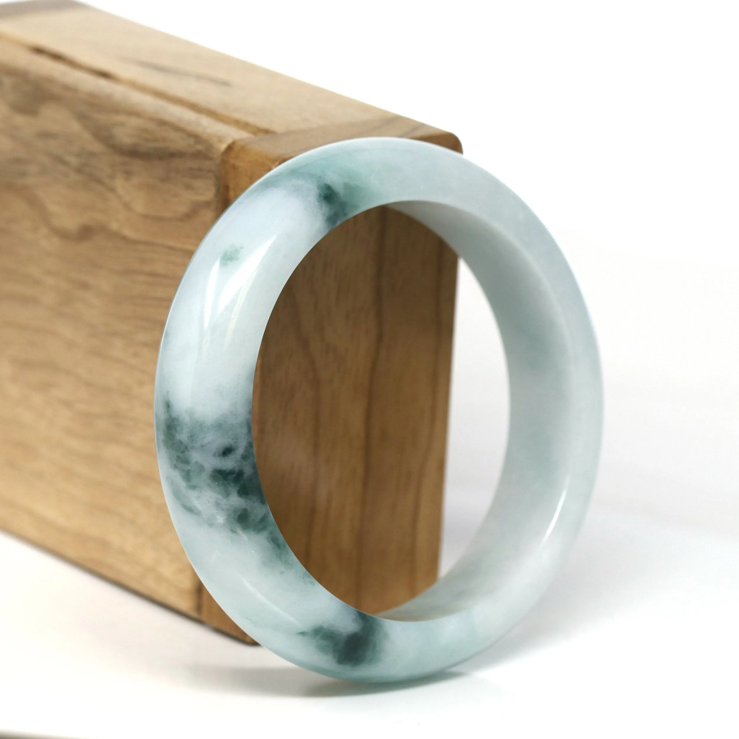 Baikalla Natural Burmese Blue-Green Jadeite Jade Bangle Bracelet (54.46mm) #T300