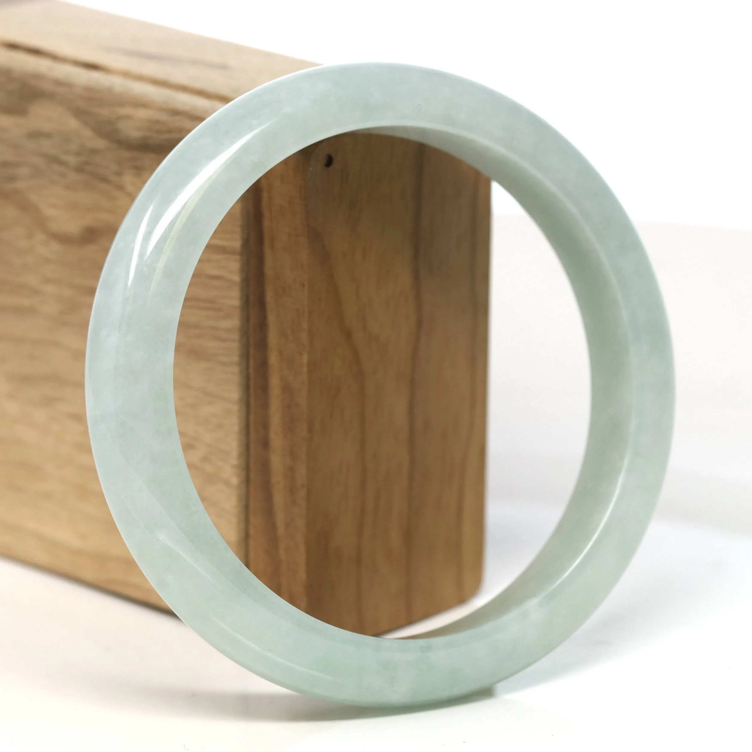 Baikalla "Half Round" Light Green Jadeite Jade Bangle Bracelet (62.4 mm) #T491