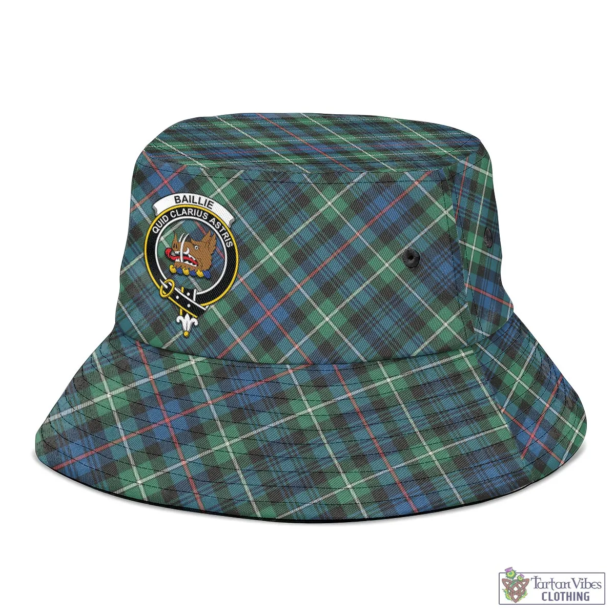 Baillie Ancient Tartan Bucket Hat with Family Crest