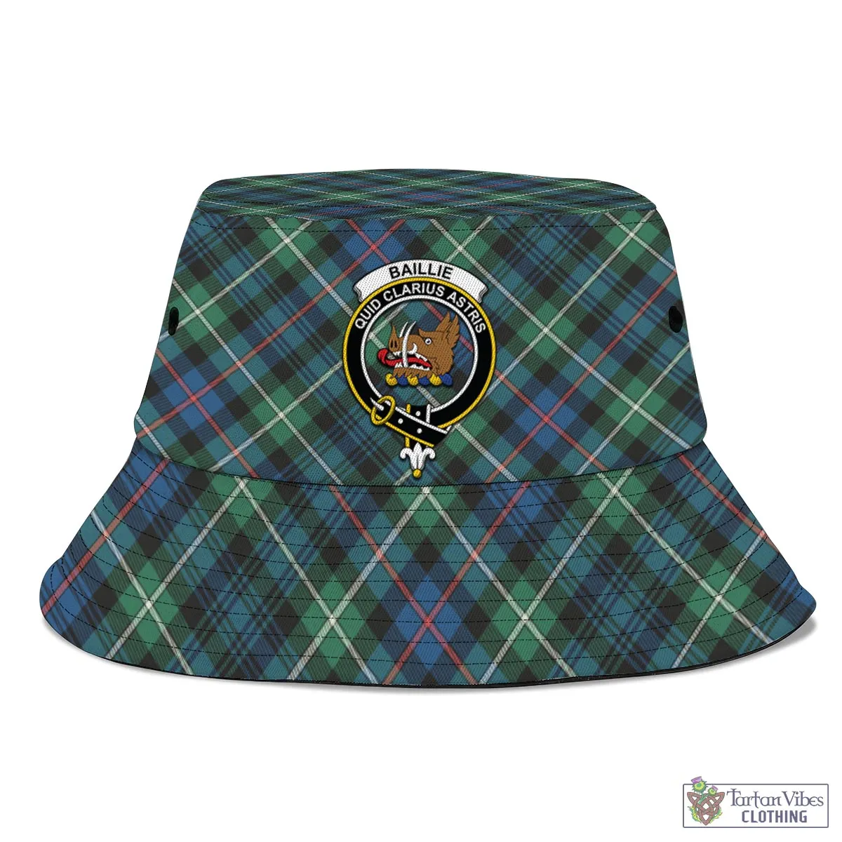 Baillie Ancient Tartan Bucket Hat with Family Crest