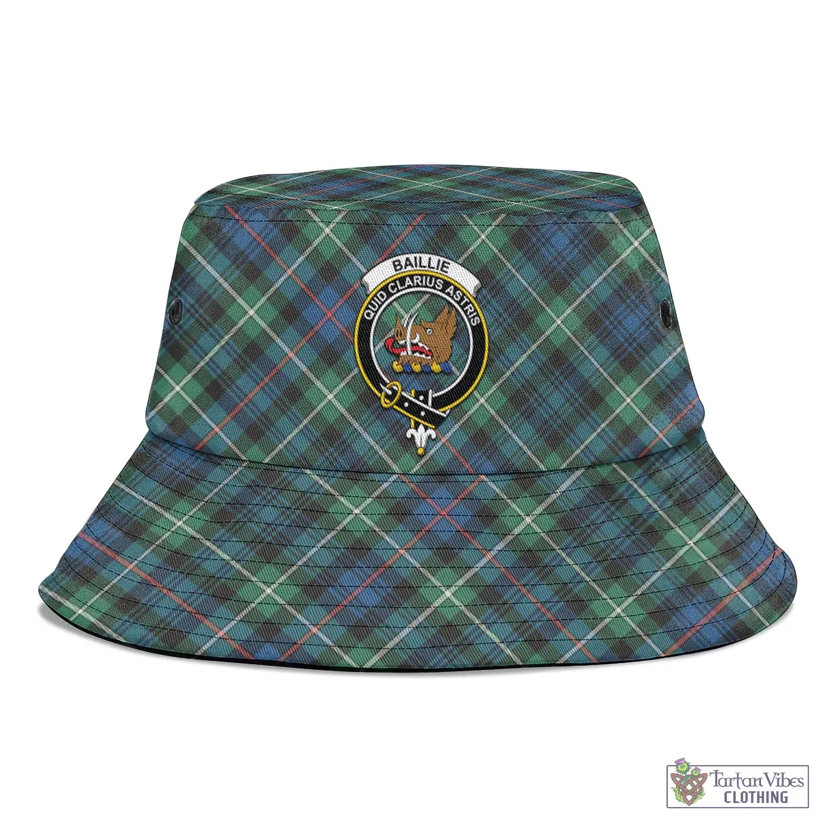 Baillie Ancient Tartan Bucket Hat with Family Crest