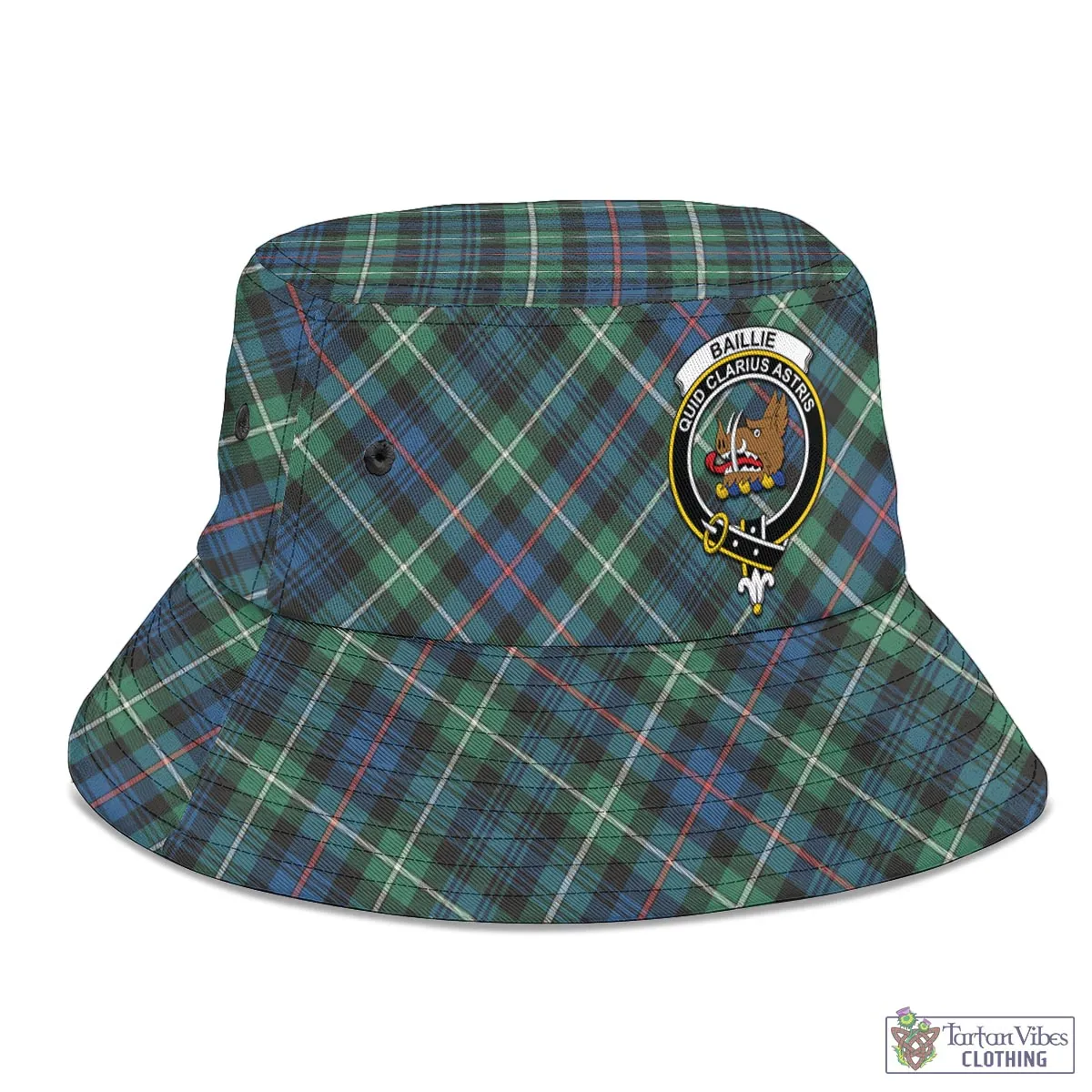 Baillie Ancient Tartan Bucket Hat with Family Crest