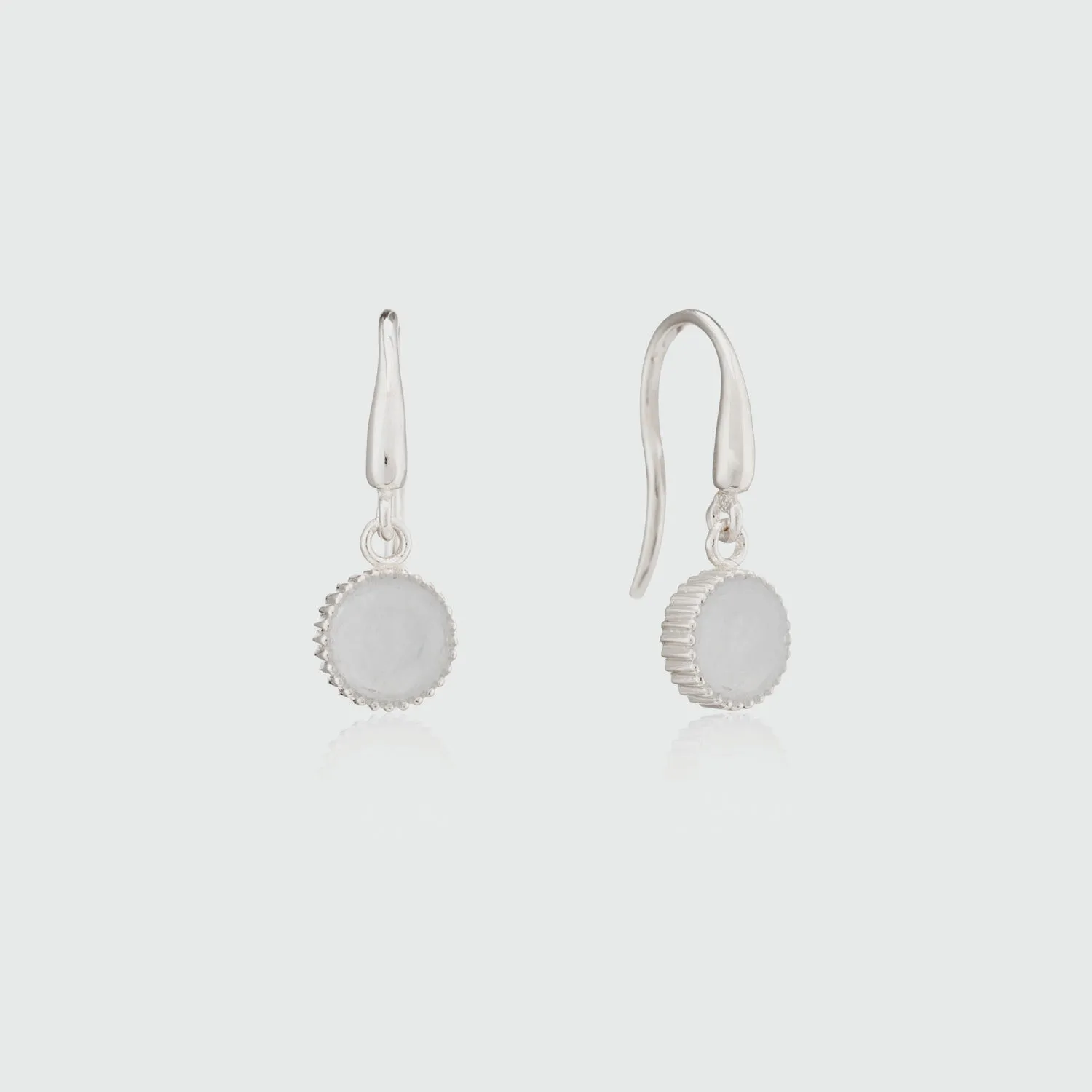 Barcelona Silver June Moonstone Birthstone Hook Earrings