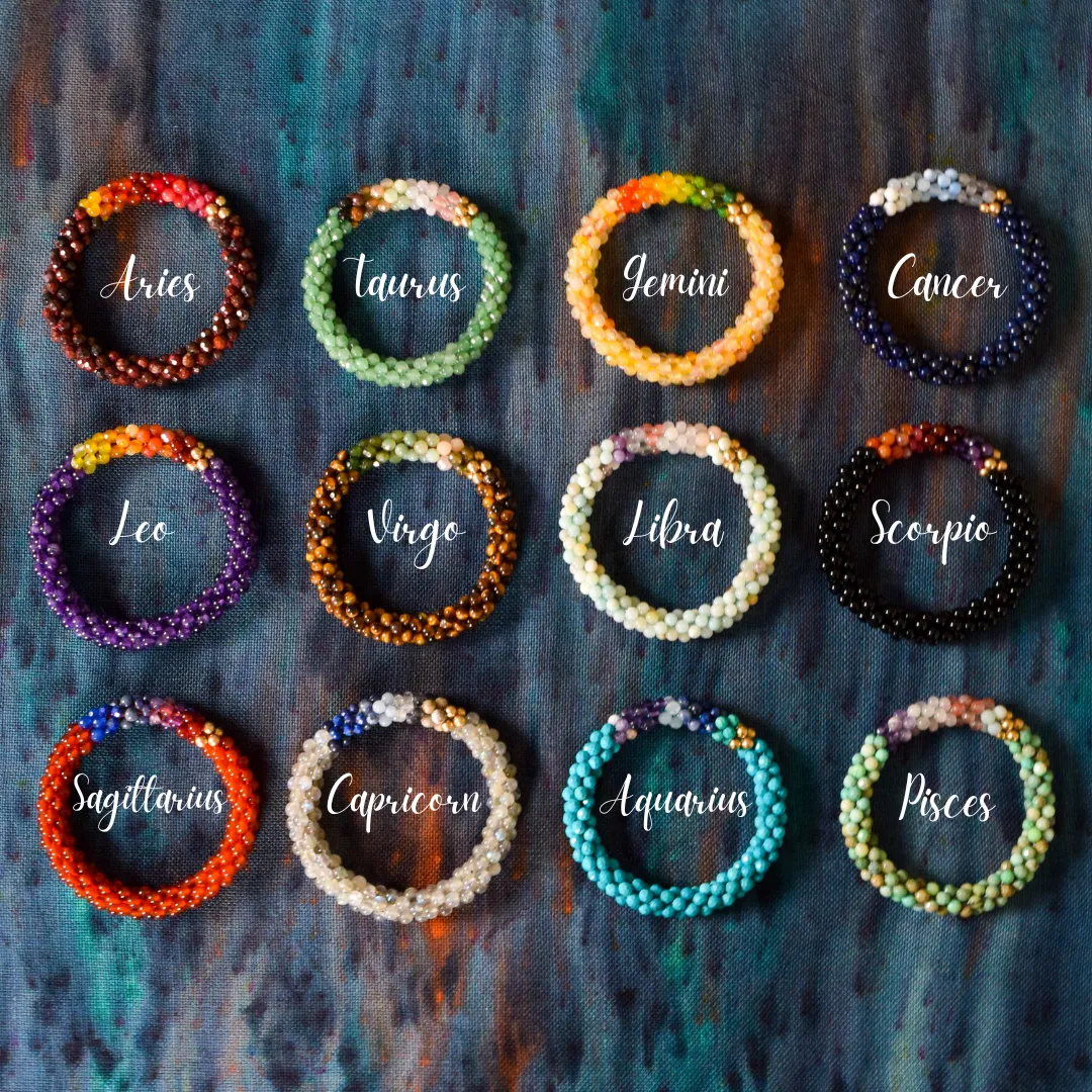 Beaded Gemstone Bracelet: Cancer Colors