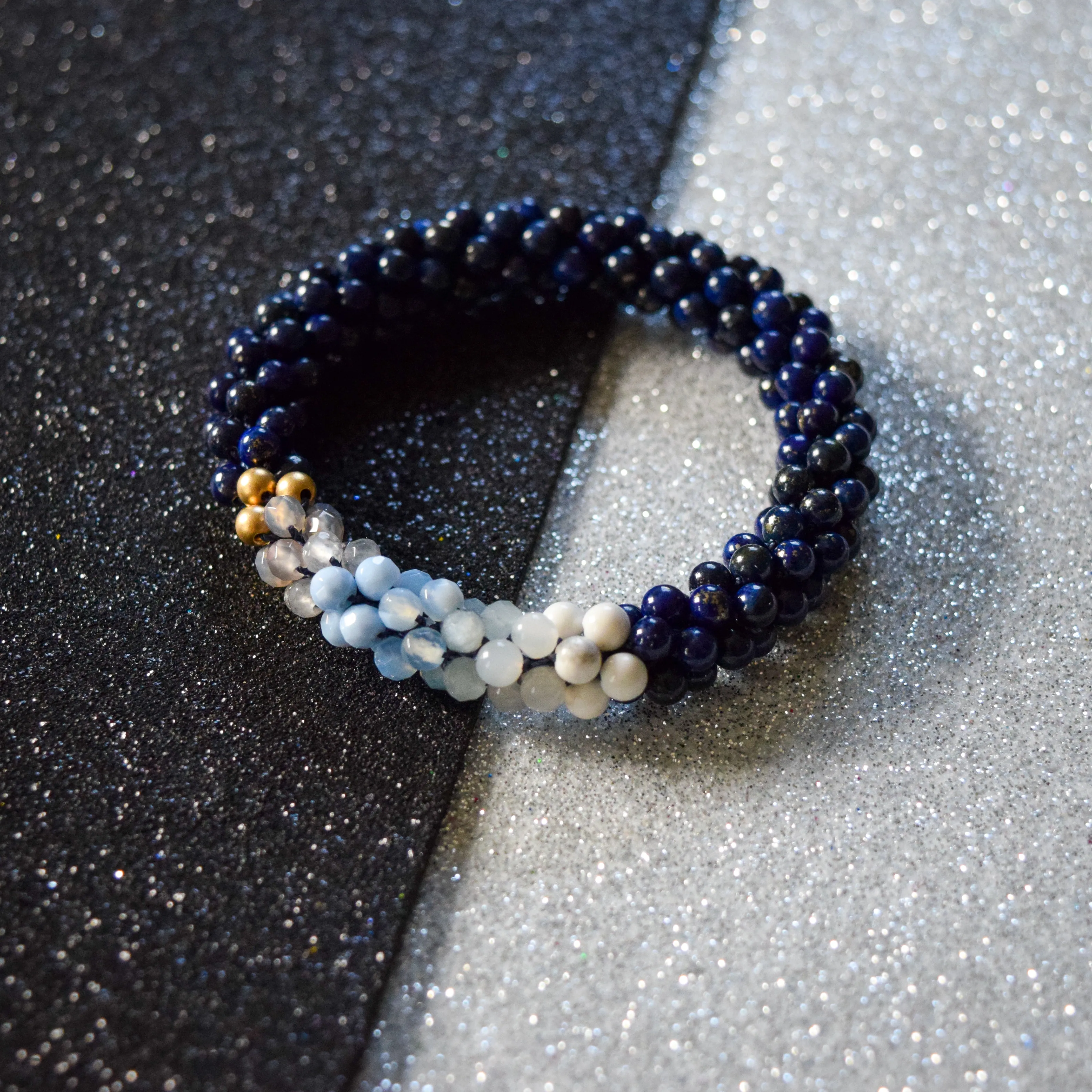 Beaded Gemstone Bracelet: Cancer Colors