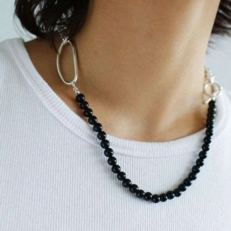 Black Agate Splicing Multi-layer Chain Necklace