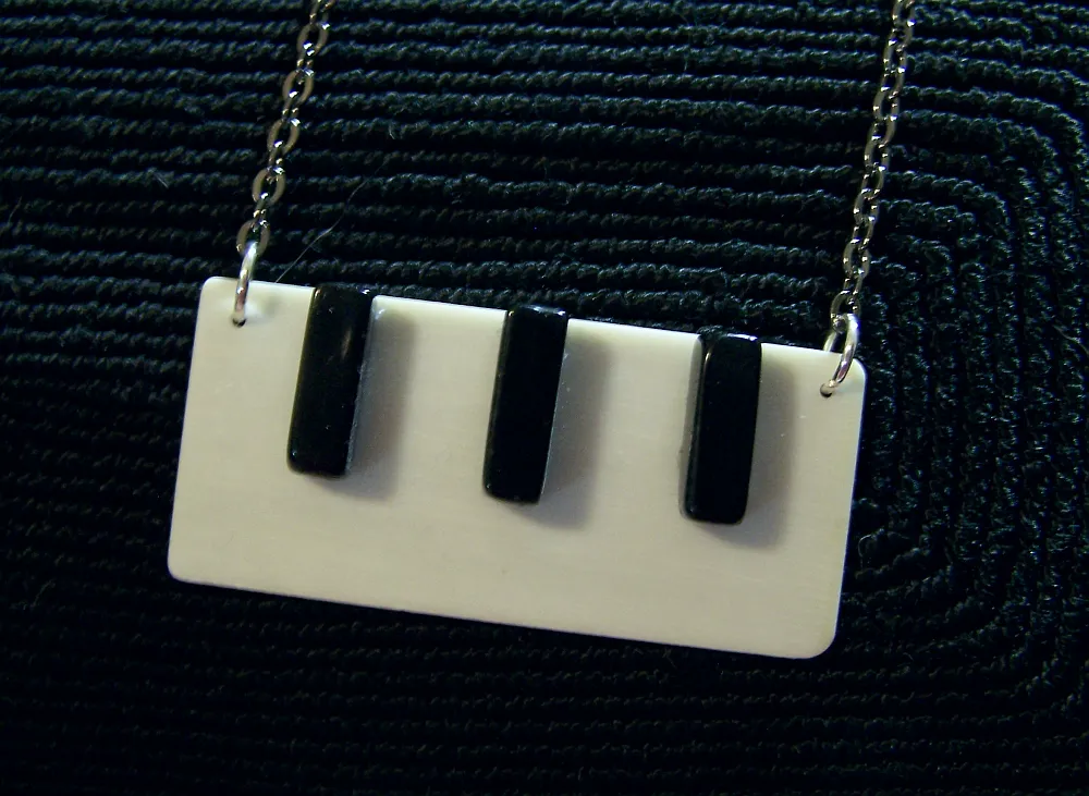 Black and White Vintage Piano Keys Jewelry Pendant