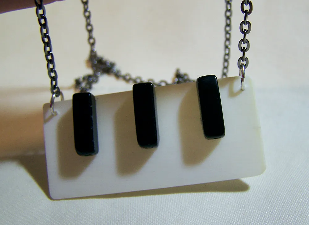 Black and White Vintage Piano Keys Jewelry Pendant