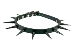 Black Leather Collar w/ Black Needle Spike Details