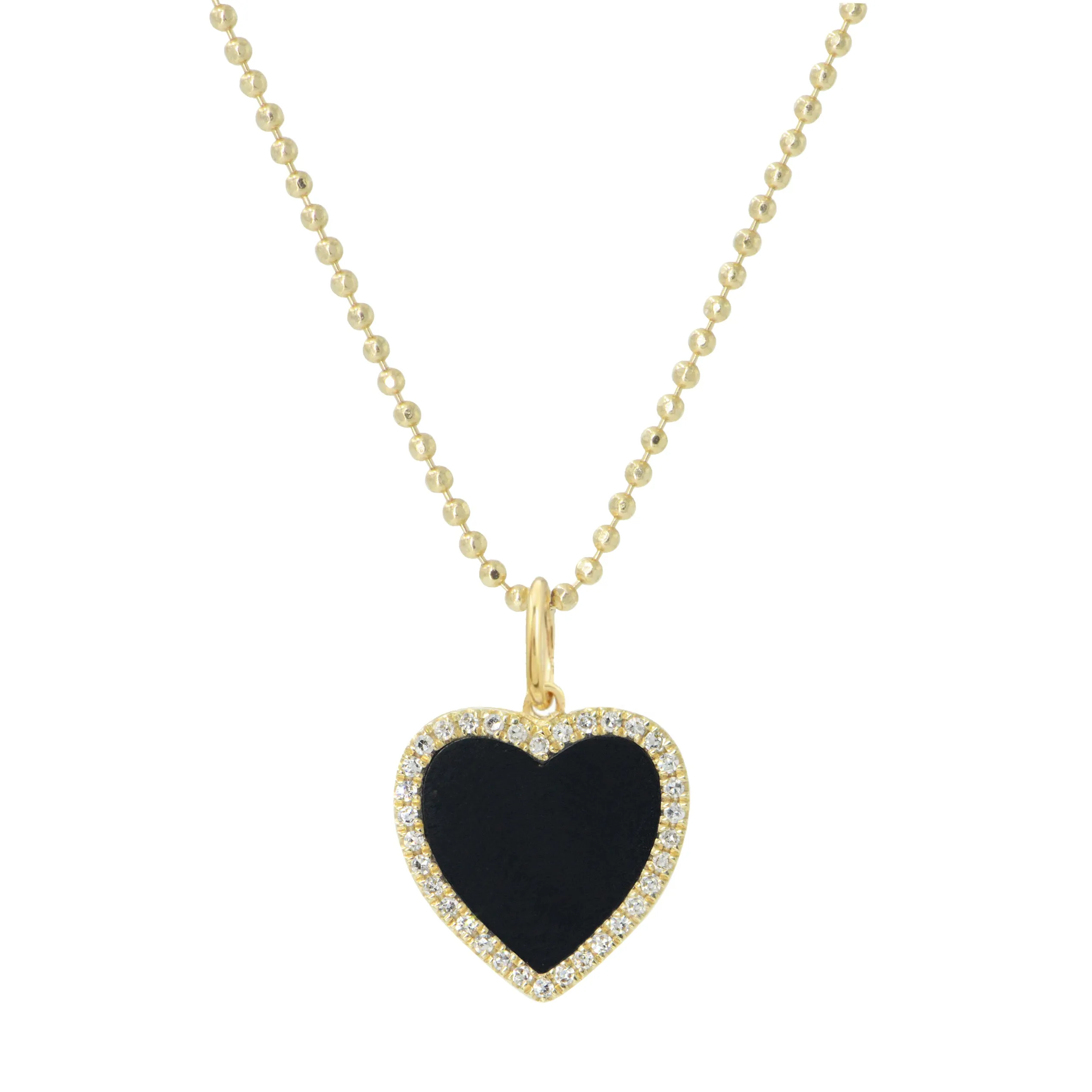 Black Onyx Heart Necklace With Diamonds