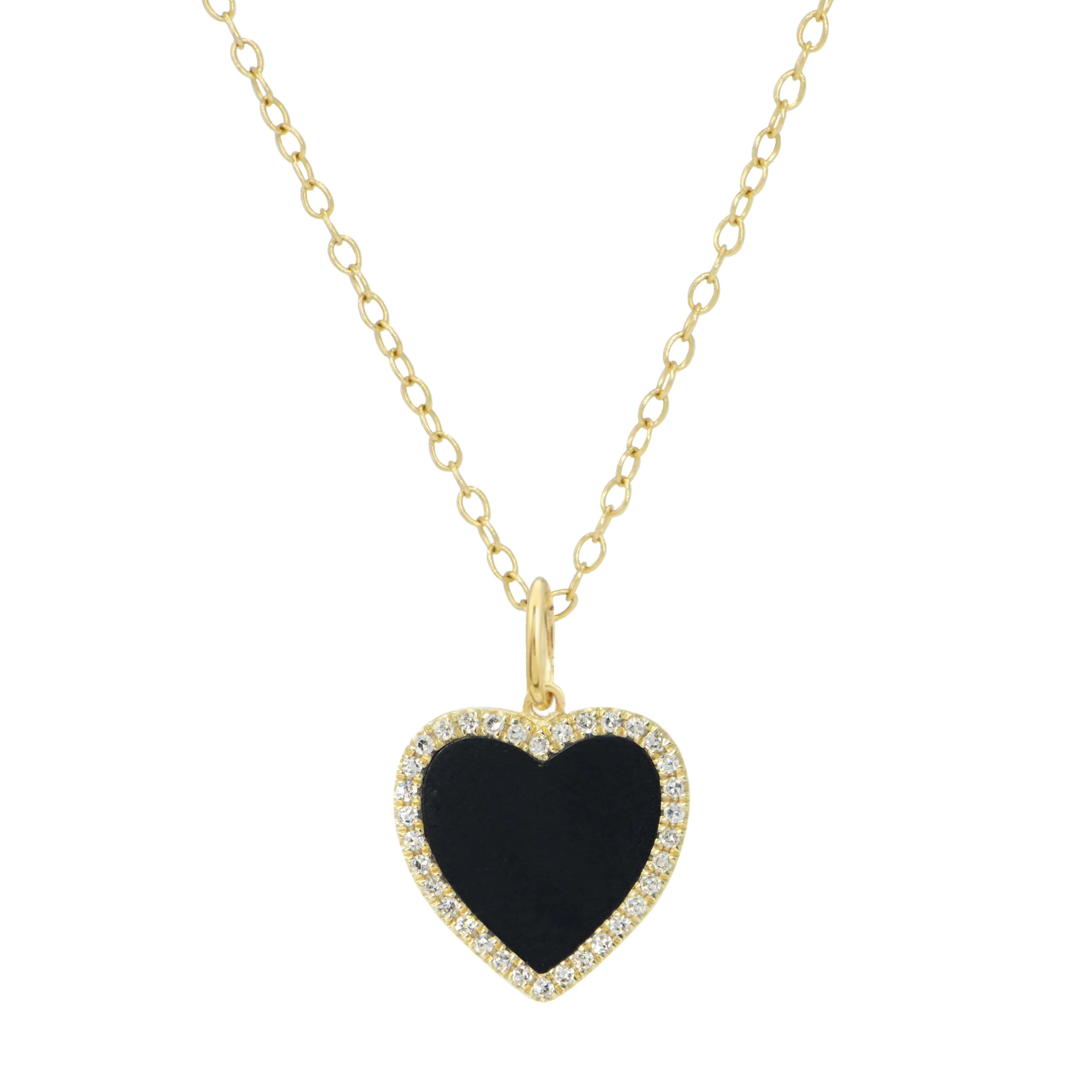 Black Onyx Heart Necklace With Diamonds