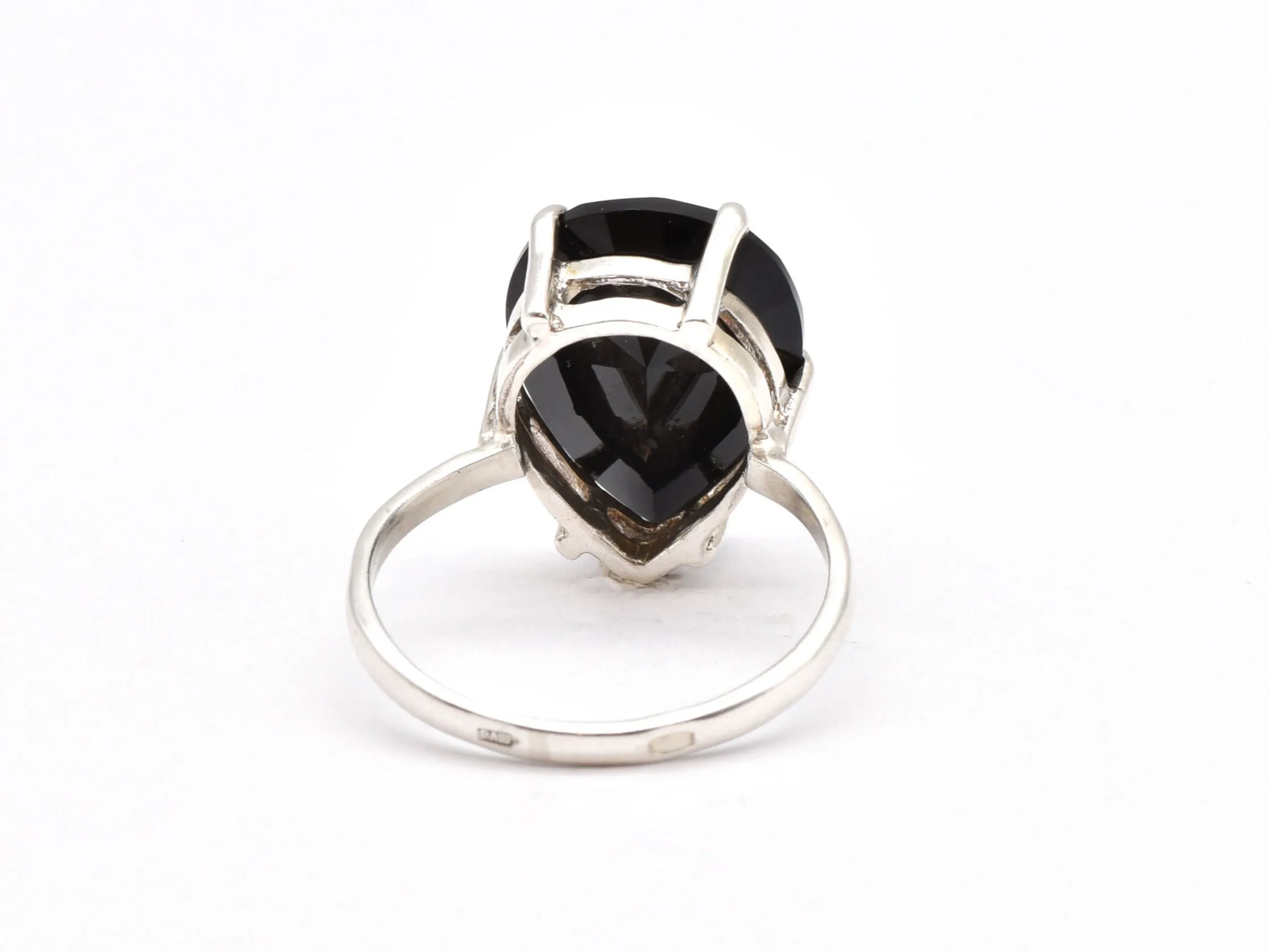 Black Teardrop Ring - Natural Onyx Ring, Large Statement Ring