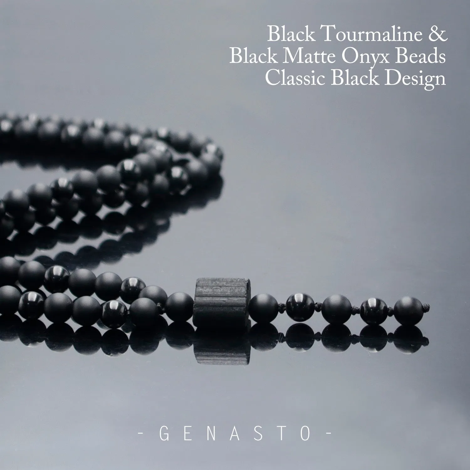 Black Tourmaline Black Obsidian Necklace Y Chain