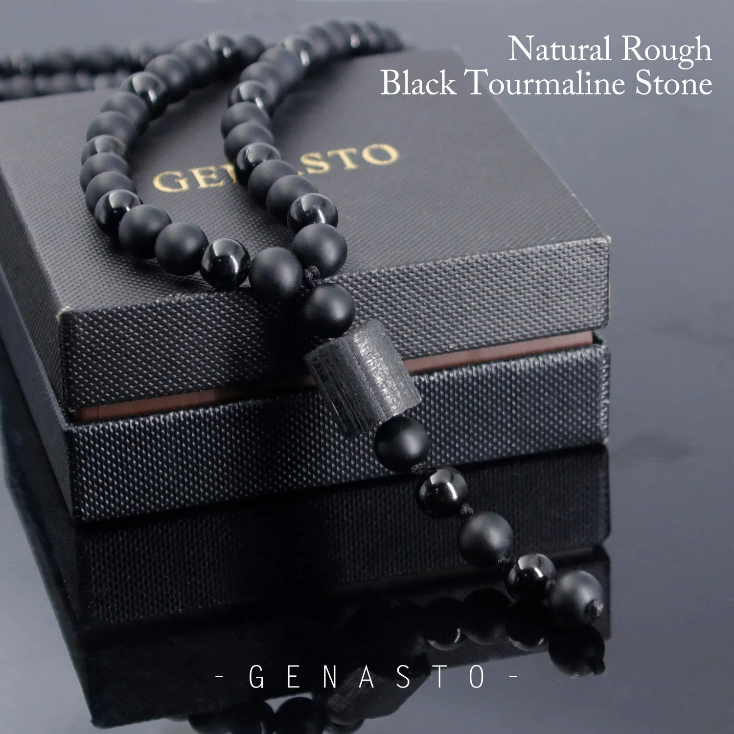 Black Tourmaline Black Obsidian Necklace Y Chain