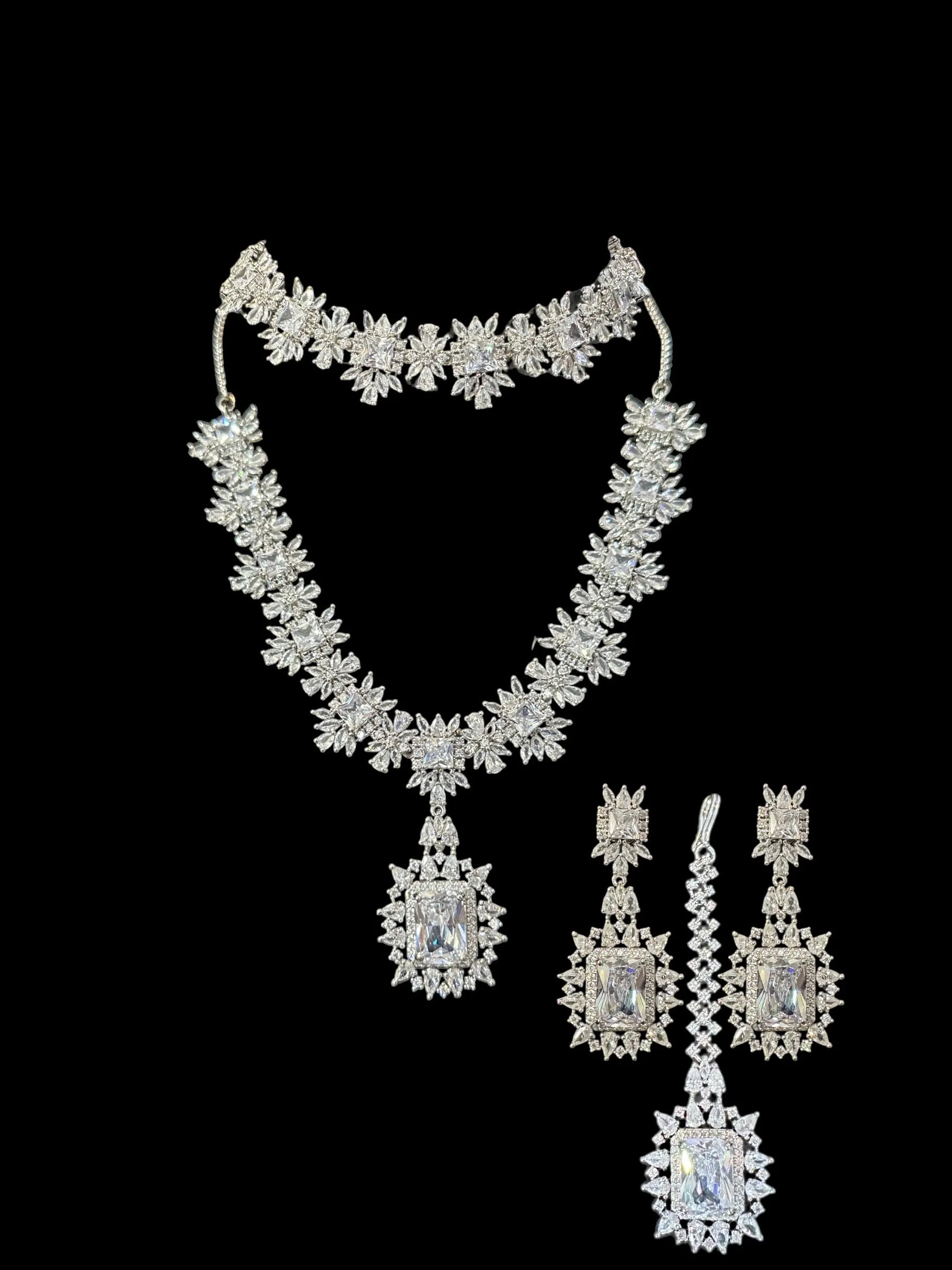 BR317 Sarah silver plated bridal set  ( READY TO SHIP )