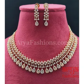 Bridal Silver CZ Necklace with designer Earrings