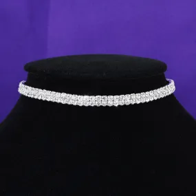 Bridal Wedding 2 Row Stretch Rhinestone Choker XC001