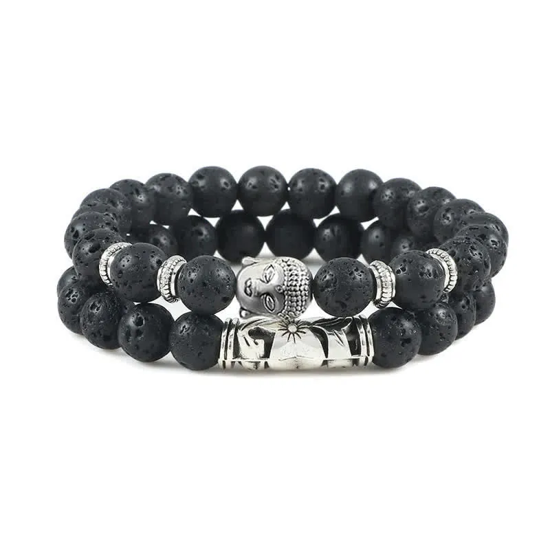 Buddha Stones 2Pcs Natural Crystal Agate Buddha Protection Bracelet