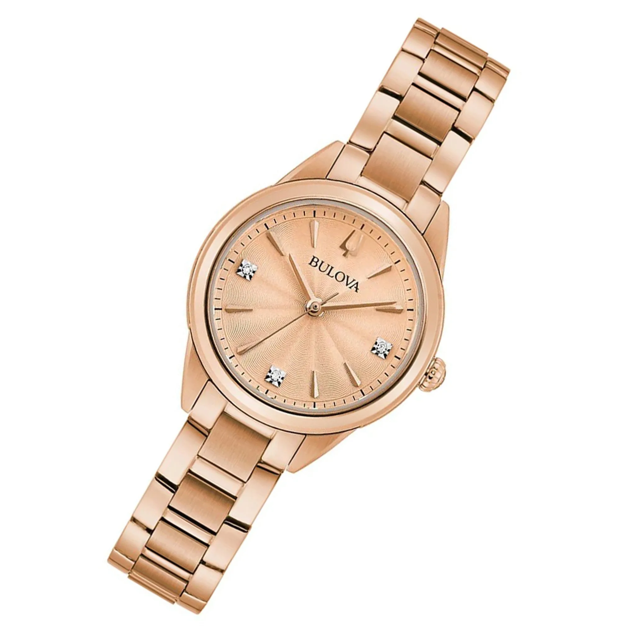 Bulova Classic Diamond Rose Gold Steel Women's Watch - 97P151