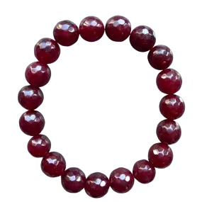 Burgundy Faceted Jade 10mm Bracelet