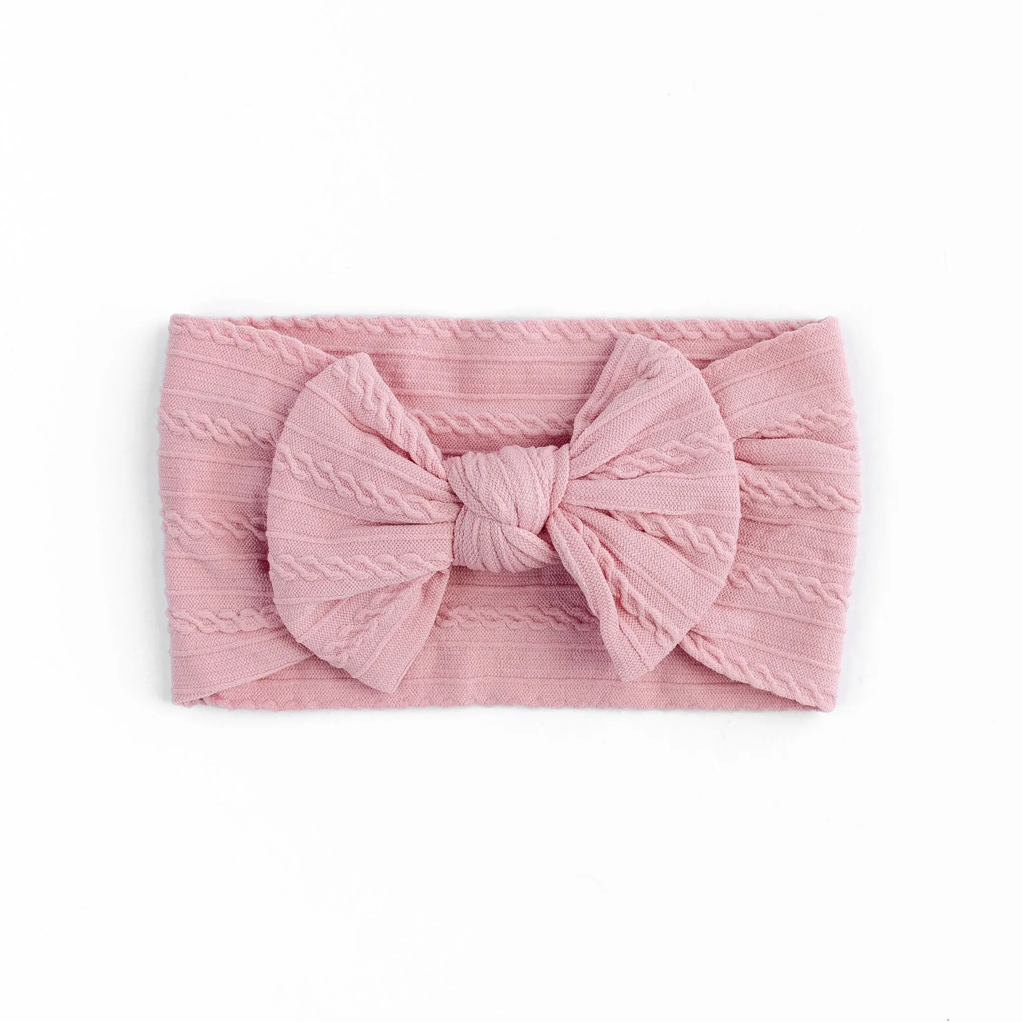 Cable Bow Headband - Dusty Pink