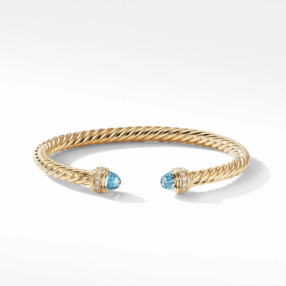 Cable Bracelet in 18K Gold with Blue Topaz and Diamonds