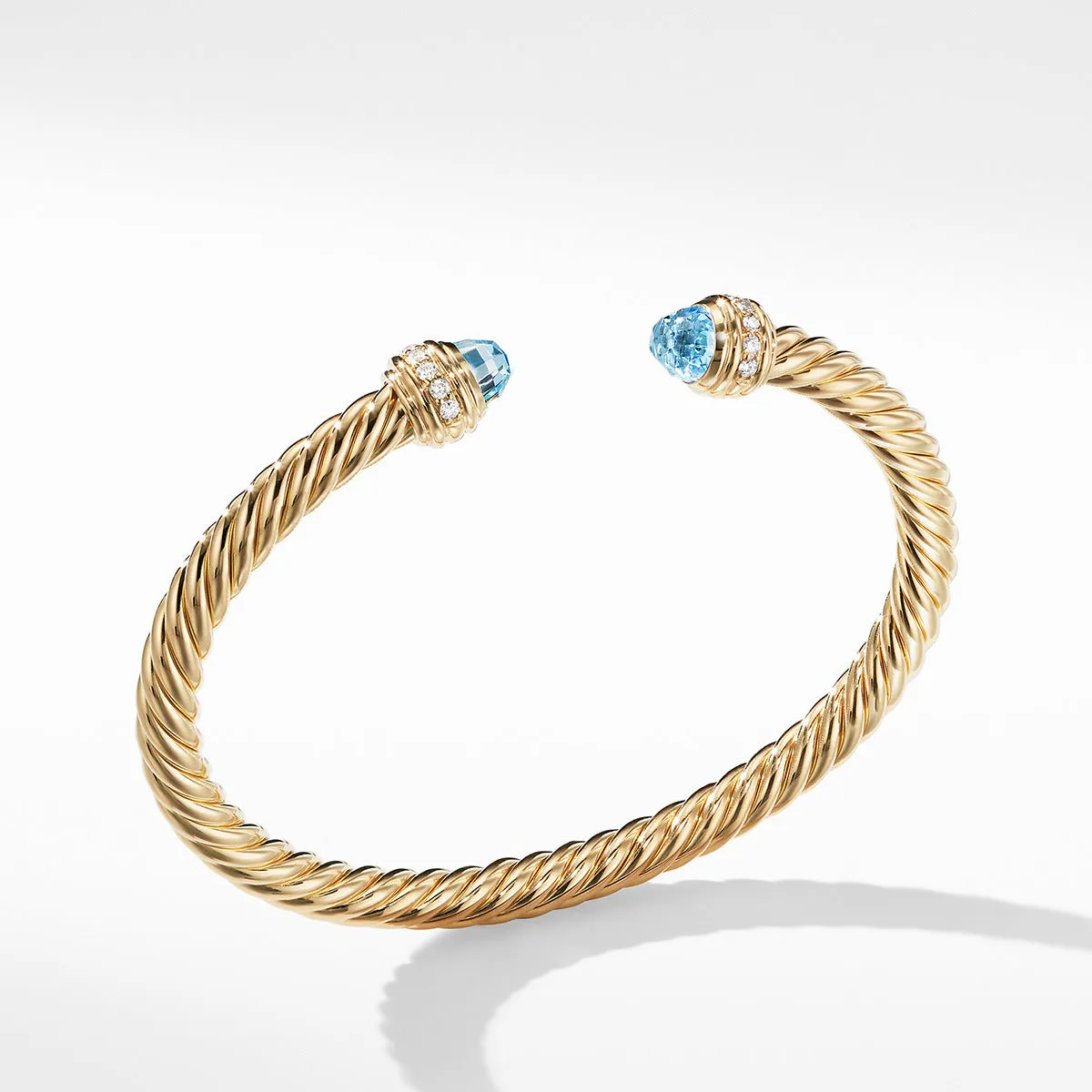 Cable Bracelet in 18K Gold with Blue Topaz and Diamonds